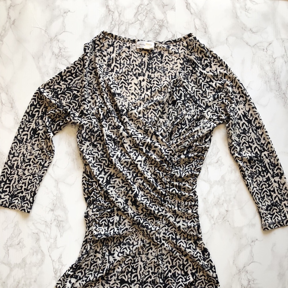 Meadow rue size S black and cream print shirt
